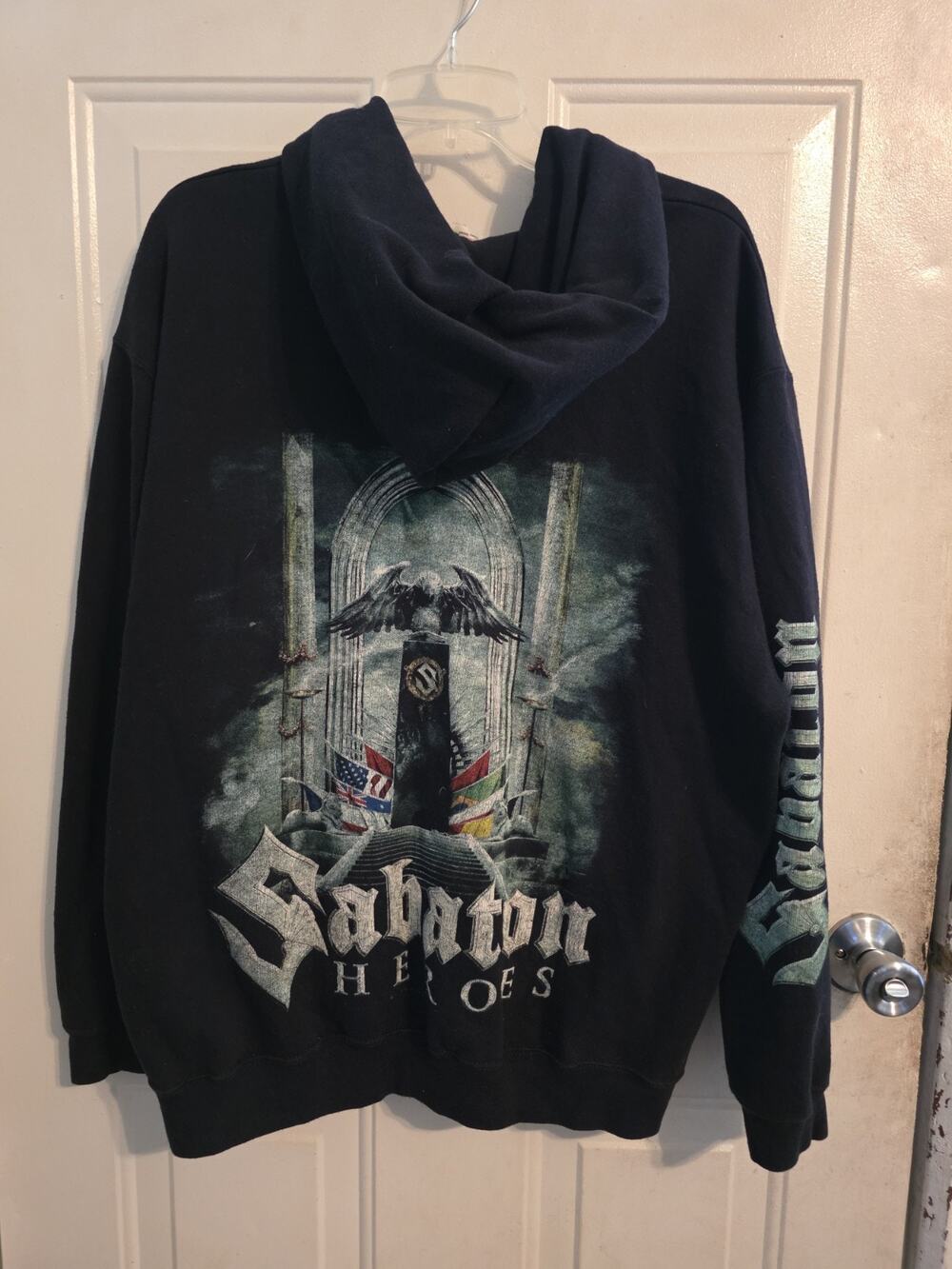 Mens Sabaton Fields Of Verdun Hoodie Black Full Zip Jacket Metal Band Size XL